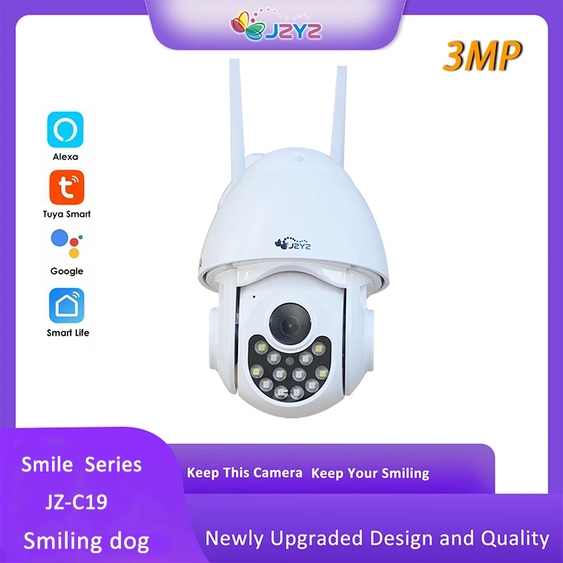 

JZYZ 3MP/5MP Tuya Smart Life Outdoor Waterproo Camera Wifi IP PTZ IR Night Vision Home Security Auto Tracking Video Surveillance