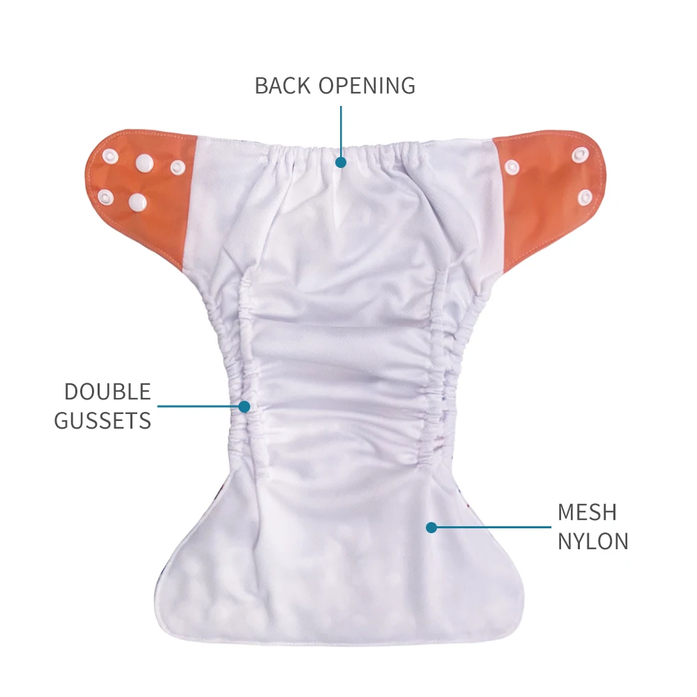 Goodbum – ensemble de couches lavables et réglables en maille pour bébé de 3 à 15KG, ensemble de 3 pièces, avec poches, Double gousset, en maille,