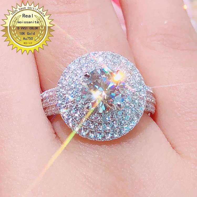

18K goldr кольцо 2ct D VVS муассанит обручальное и Свадебное ювелирное изделие с сертификатом 0062