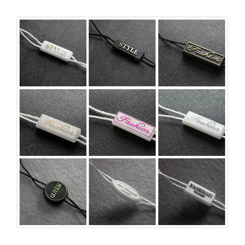 Nylon material Hang tag strings rope square Hang granule with logo clothes garment accessories