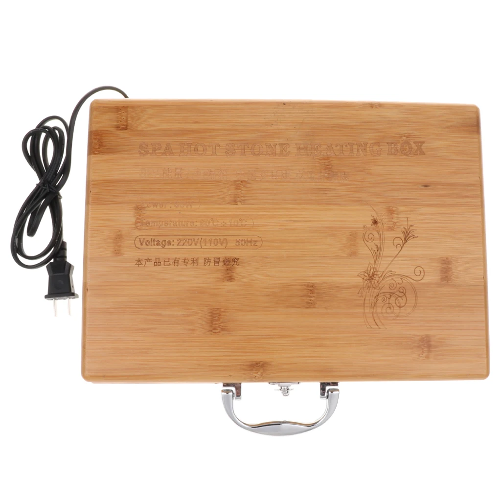 Electric Portable Wooden Energy Massage Stone Heater Kit Hot Rock Heating Box Case Warmer Device for Adult