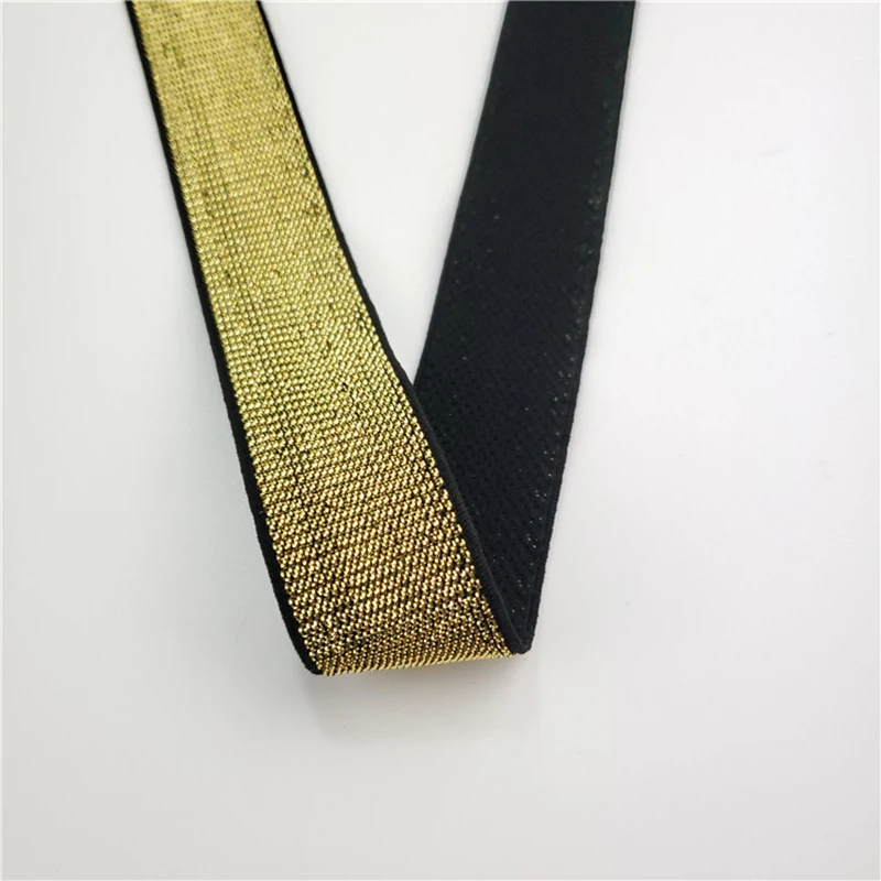 43 metri fascia elastica glitterata oro argento nero per cucire 15mm/20mm/25mm/30mm/35mm/40mm cinturino in gomma poliestere