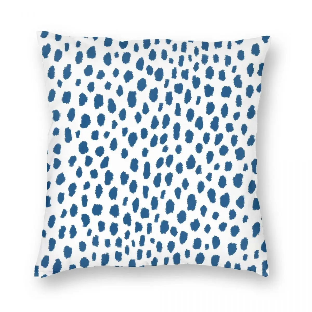 Handmade Polka Dot Paint Brush Pantone Blue White Square Pillowcase Polyester Linen Velvet Printed Zip Decor Car Cushion Cover