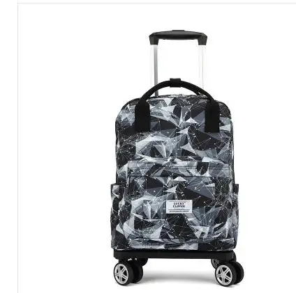 Travel Trolley Bag With Wheels Portable Carry On Hand Rolling Luggage Shopping Bag Picnic Bag Household Grocery Wheeled Backpack