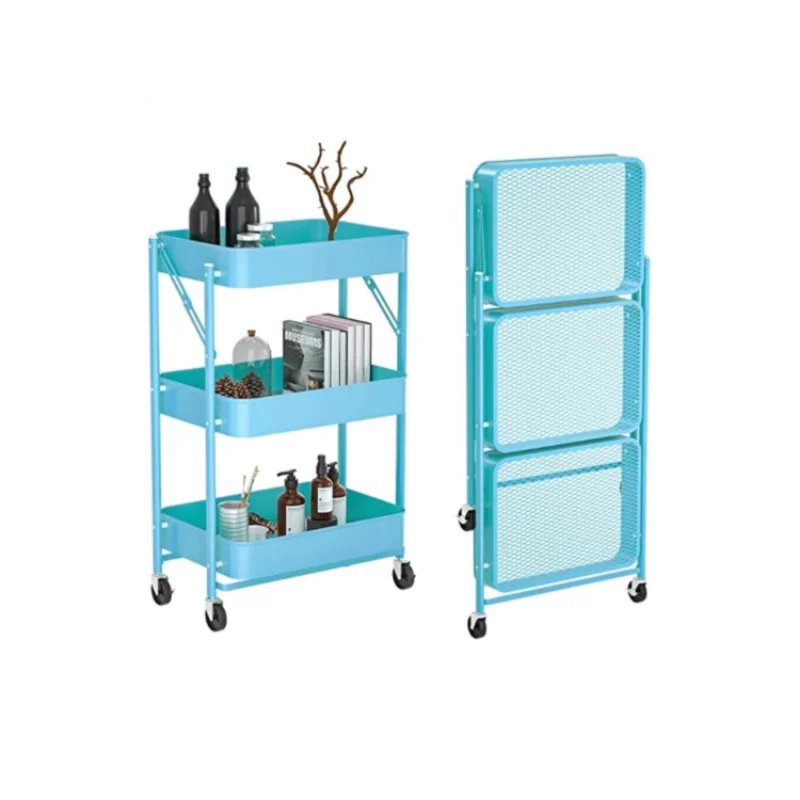 

Kitchen Cart Mall Trolley Shelving Floor Multilayer Collapsible Mobile Storage Shelf Tea Trolley Grocery Cart Narrow Storage