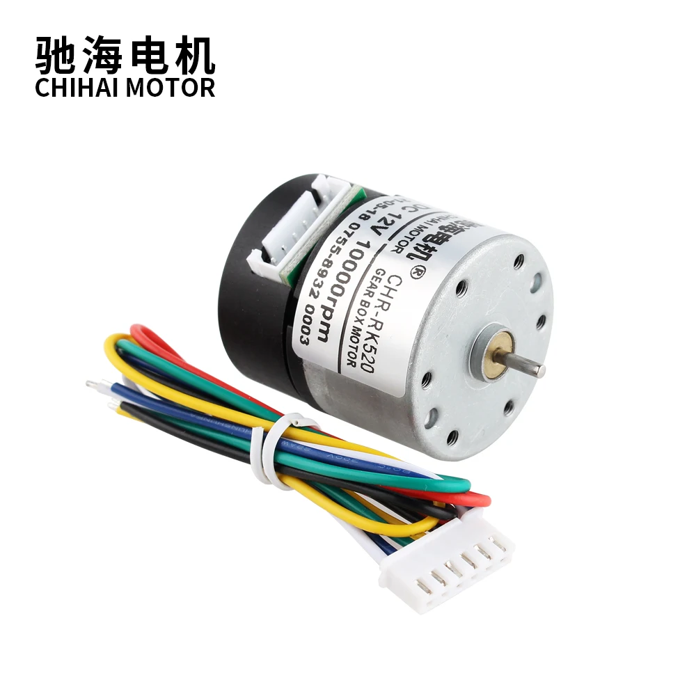 Chihai Motor CHR-RK520ABHL DC12V 6V 11PPR/13PPR High Speed Carbon Brush High Precision DC Coding Motor