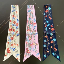 2023 marca de design sarja 100% lenço de seda das mulheres marca cachecol magro saco de luxo cachecóis foulard neckerchief cabelo bandana