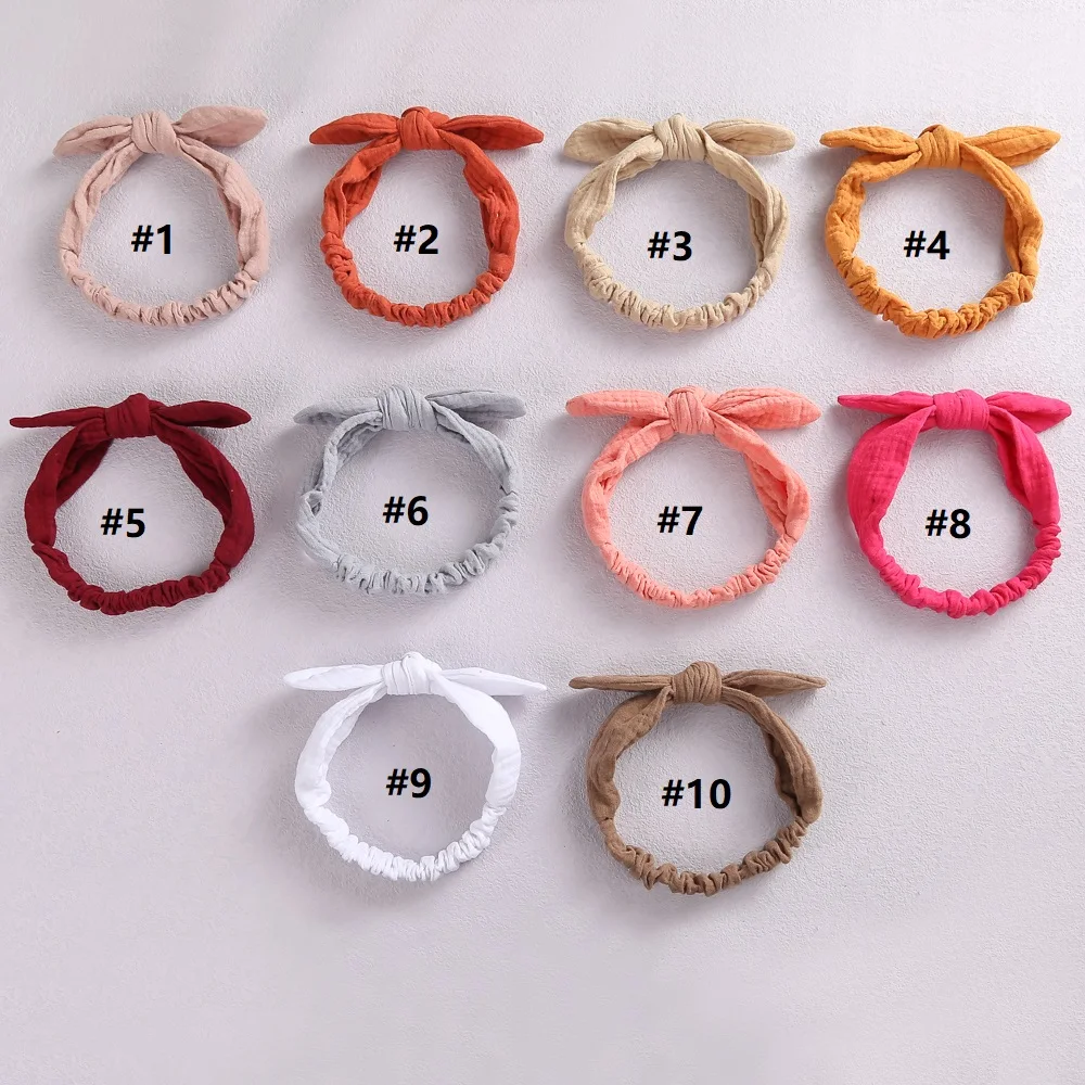 Orelhas de coelho bebê menina bandana elástica hairband bebê recém-nascido arco headbands bowknot acessórios para o cabelo