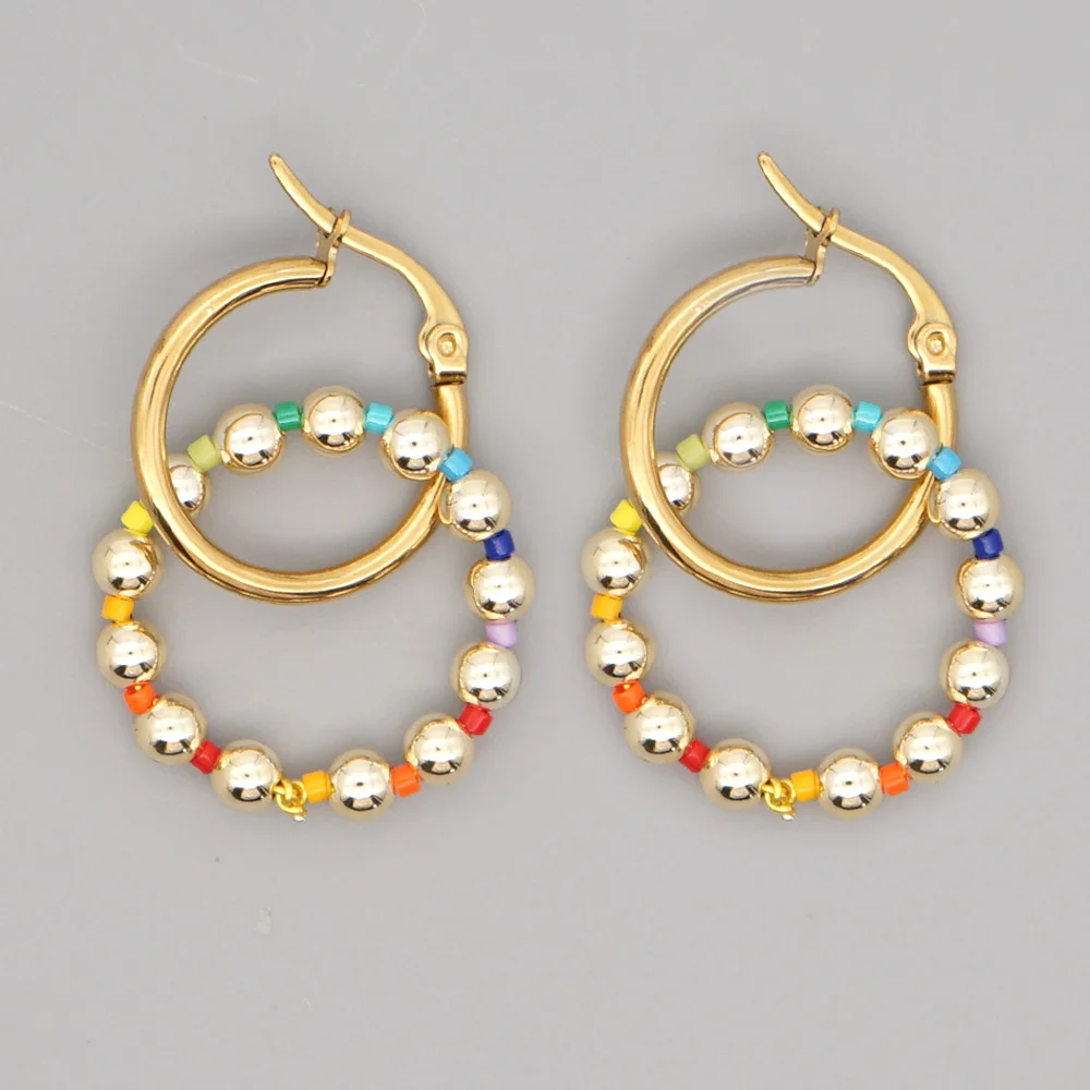 Go2boho Round Earrings For Women Handmade Hoop Earring Fashion Jewelry 2020  Japanese Golden Beads Earring Wholesale