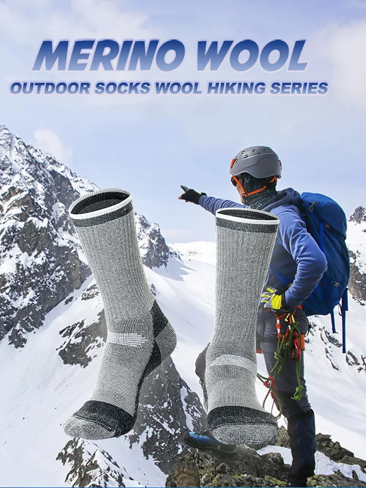 1 Pair Merino Wool Thermal Sock Winter Keep Warm Soft Ski Hiking Sock Sport Outdoor Snowboard Thermosock Thicken For Men Women