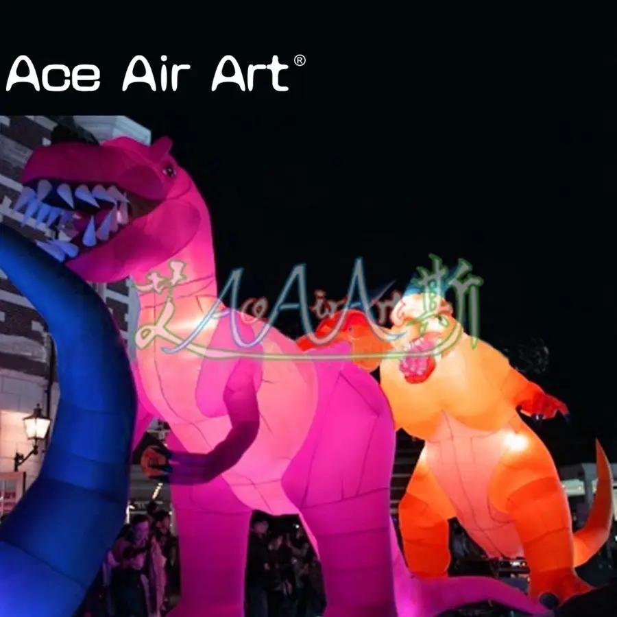 

giant Advertising animal lighting Inflatable Tyrannosaurus rex dinosaur with air blower for event