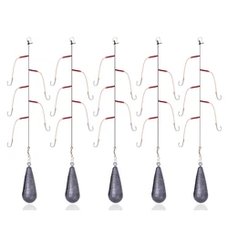 5 bags High Carbon Steel Fishing String Hook with 5 Single Hooks Rigs Swivel Fishing Lures Drop Water Lead Sinkers Pesca 3#-13#