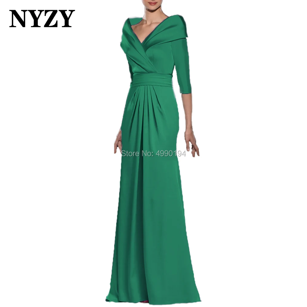 

Elegant 3/4 Sleeves Green Mother of the Bride Dresses NYZY M331C Satin Wedding Party Dress Cocktail Evening vestidos formales