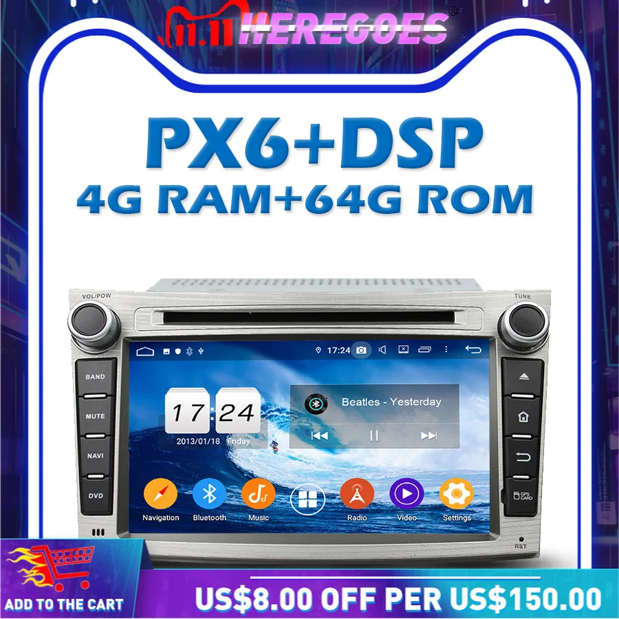 

PX6 Car DVD Player DSP Android 10.0 4G + 64G GPS Map RDS Radio Wifi Bluetooth 5.0 For Subaru Legacy outback 2009 2010 2011 2012