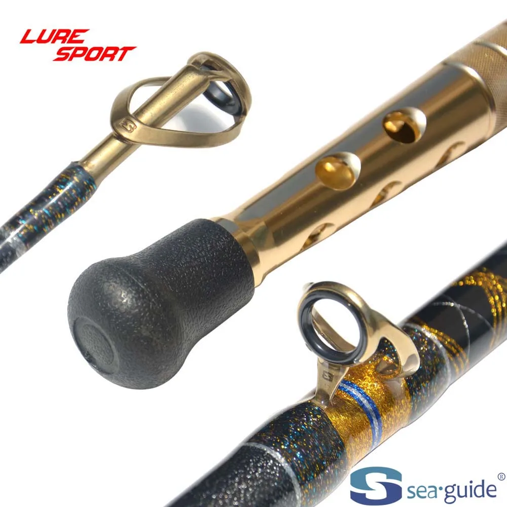 

LURESPORT 2.1 m Trolling Rod SEAGUIDE Guide Aluminum Handle Solid Glass Blank DeepSea Boat Rod 1.5 section Electric Reel Fishing