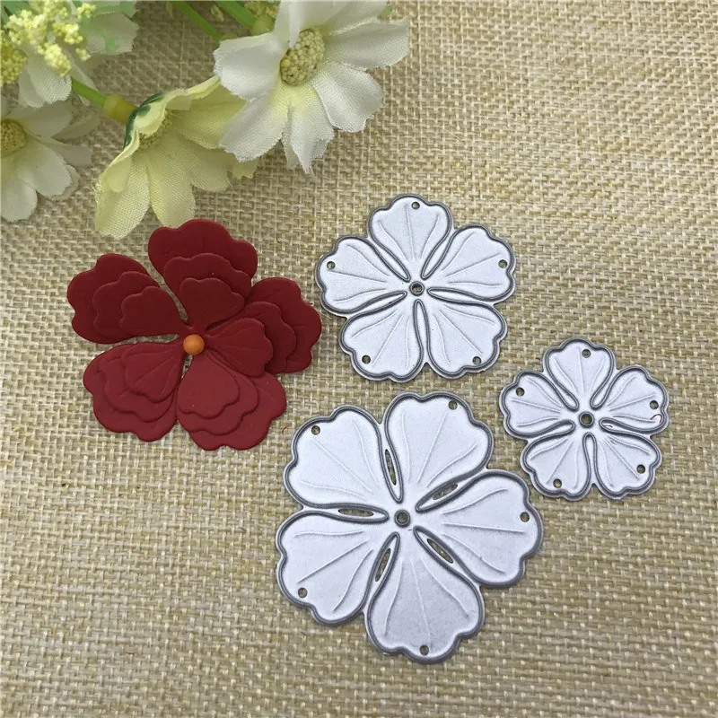 3pcs flower Metal stencil mold Cutting Dies decoration scrapbook die cuts Album Paper Craft Embossing DIY Card Crafts