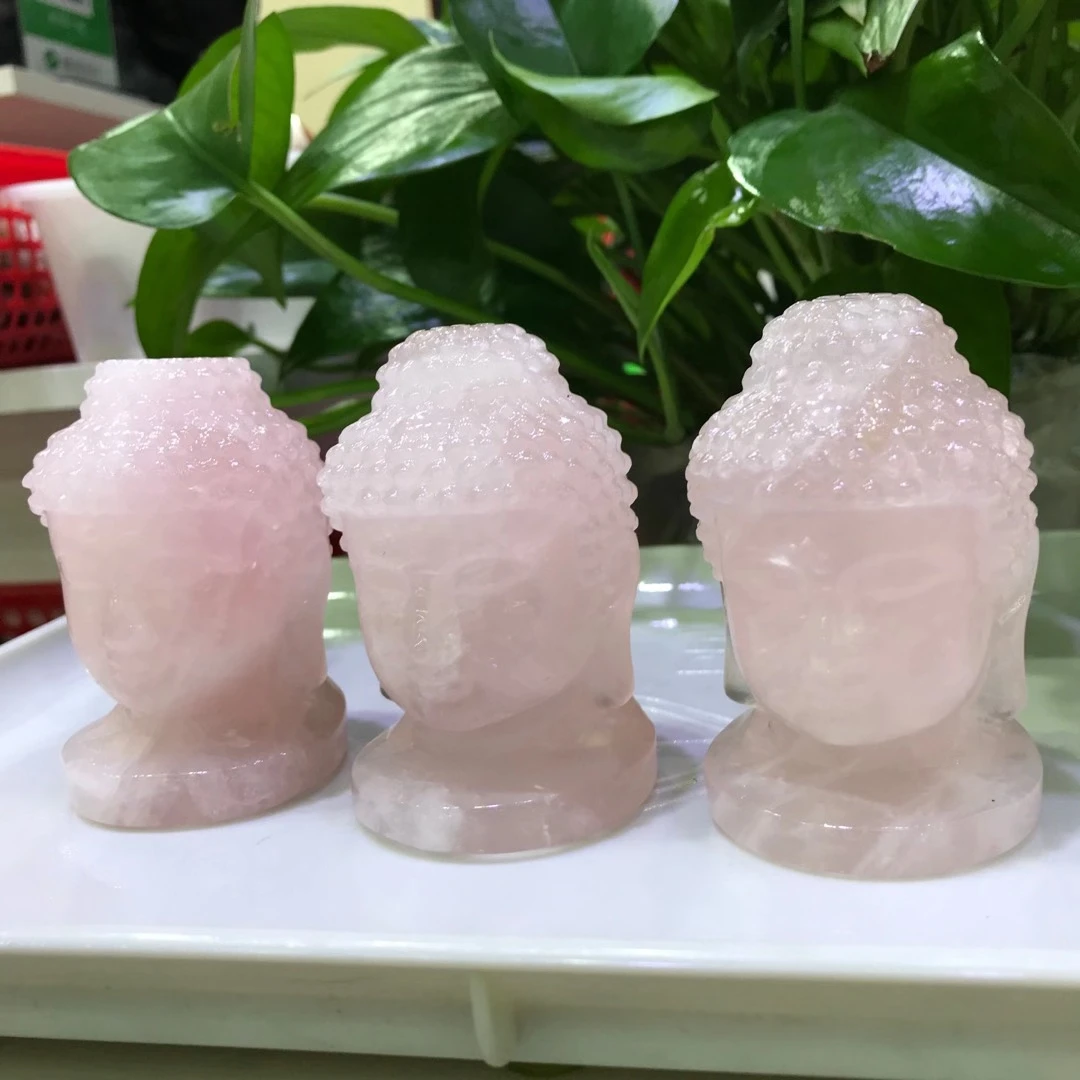 

Natural Rose Pink Quartz Stone Buddha Statue Craft Supplies Crystal For Protection Energy Home Decorative Items Handmade Jewelry