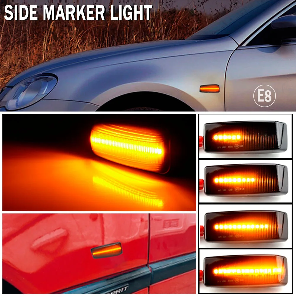 に適合する CES SLクラス W201 190 W202 W124 W140 R129 LEDダイナミックサイドマーカーシグナルラ メルセデス ベンツ C E S SL クラス W201 190 W202 W124 W140 R129用 2個LED ダイナミック サイド  マーカーライト ウインカー ウィンカーラ