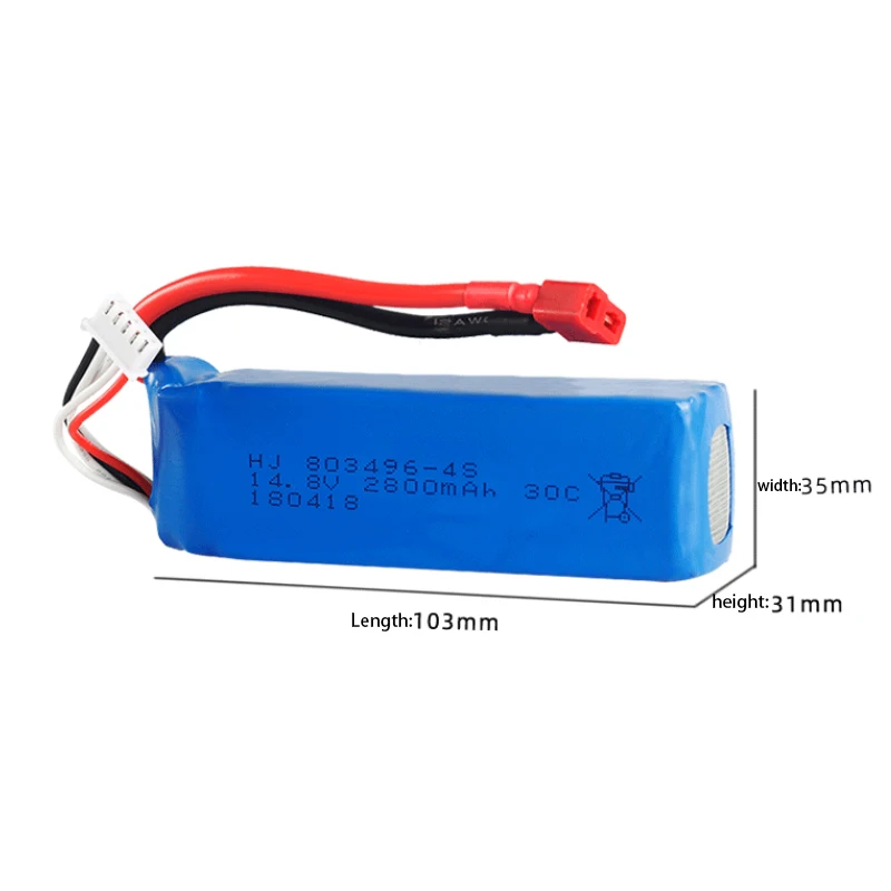 Li-PO battery 803496 14.8V 2800mAh 30C 4S T Plug for FT010 FT011 RC boat Lipo Battery Free shipping