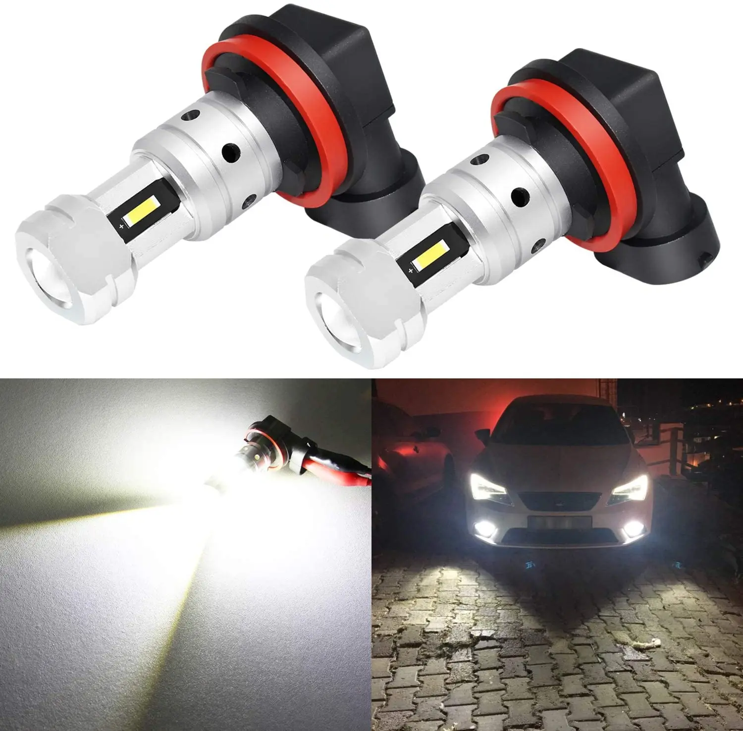 3800 Lumens H8 H11 LED Fog Light Bulb High Power H16LL LED Bulbs Replacement for Fog DRL Daytime Running Lights Lamps,6000K