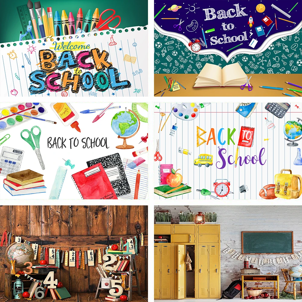

Mocsicka Back To School Photography Background Smart Classroom Blackboard Decoration Props Child Portrait Photo Backdrop Banner