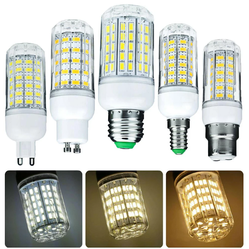 

1000 Lumen 6W 12W 15W 20W 25W LED Corn Light Bulbs 110V 220V E27 B22 Luce LED E14 G9 GU10 Screw Base Neutral White Lamps 360 Ray