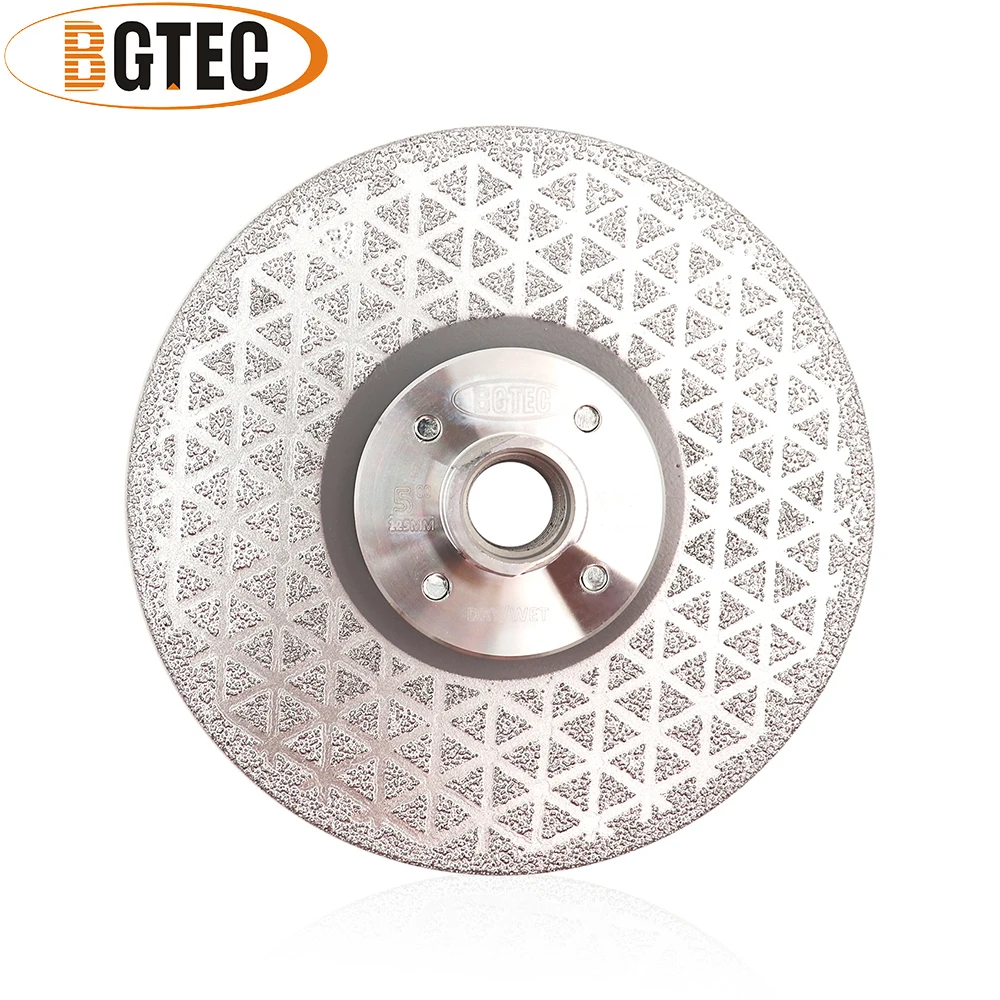 BGTEC 1 4 "4.5" 5 "Hai Mặt Hút Chân Không Chia Lửa Bằng Đồng Nguyên Cắt Kim Cương & Đĩa Mài Với 5/8-11 Chủ Đề Cao Cấp Chất Lượng