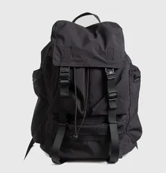 Mochila gótica unisex con cordón, bolso de caballero negro, mochila de alta capacidad, múltiples bolsillos, bolsa de cuerda