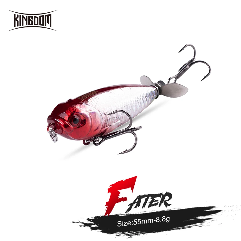 Kingdom Floating Angelköder Propeller Popper 8,8 g 55 mm Trolling Wobbler Rotierender Schwanz Topwater Bleistift Professioneller harter Köder