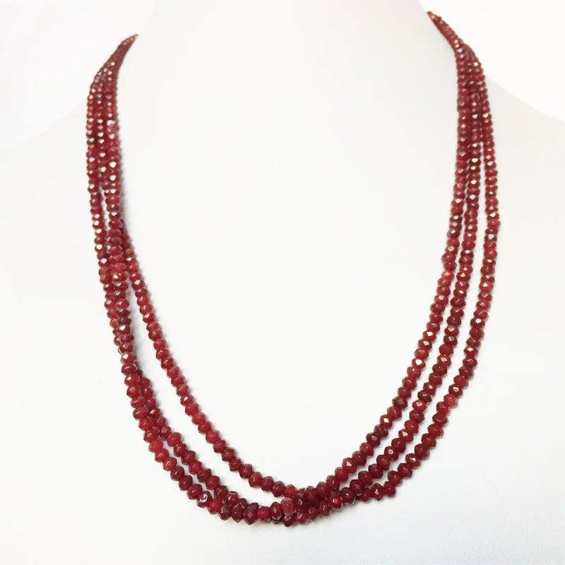 2*3MM Faceted Red Ruby Emerald Sapphire Jade Necklace Tiny Small Natural Stone Jewelry Noble Exquisite Bead Chain Choker Collier