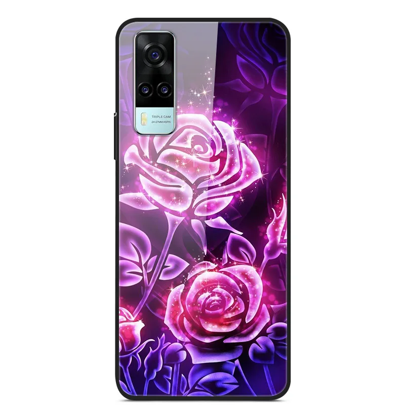 Tempered Glass Case For Vivo Y31 Y51 Case Soft Silicome Bumper For Vivo Y51 Y31 Phone Case Hard Glass Back Cover Y 31 Y 51 Funda