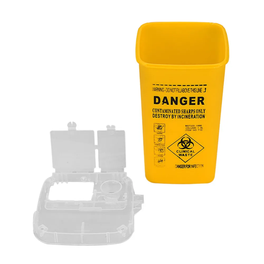 1L Capacity Sharps Container Medical Needles Bin Biohazard Tattoo Piercing Needles Disposal Collect Box Tattoo Artist Waste Box