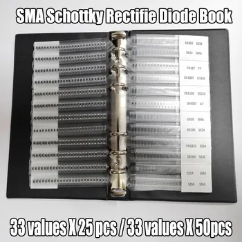 Rectifier diode sample book SMD SMA assortment kit 33 values ​​Schottky diodes M1 M4 M7 SS12 SS14 SS16 SS24 SS34 SS36 SS110 SS210