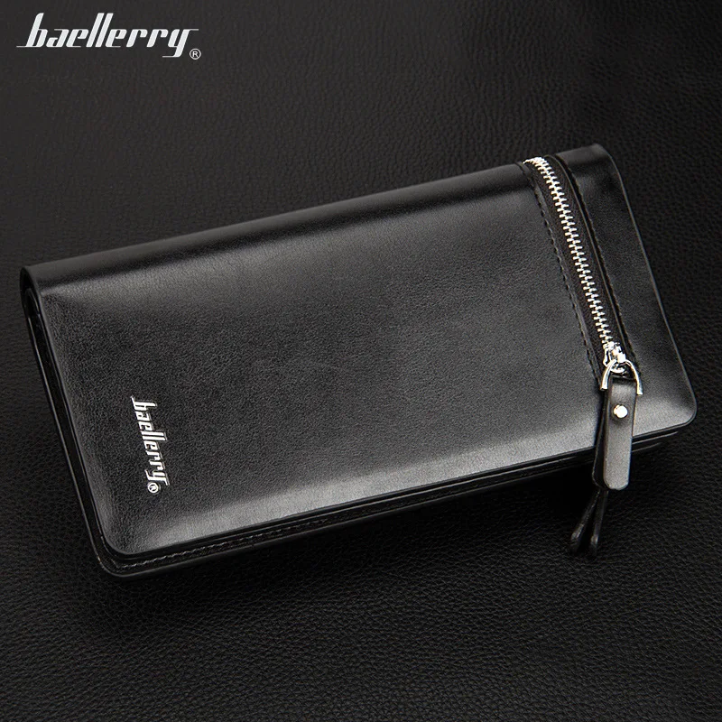 2022 Baellerry Men Wallets Long Double Zipper PU Leather Phone Pocket Large Capacity Men Purse Multifunction Classic Male Wallet