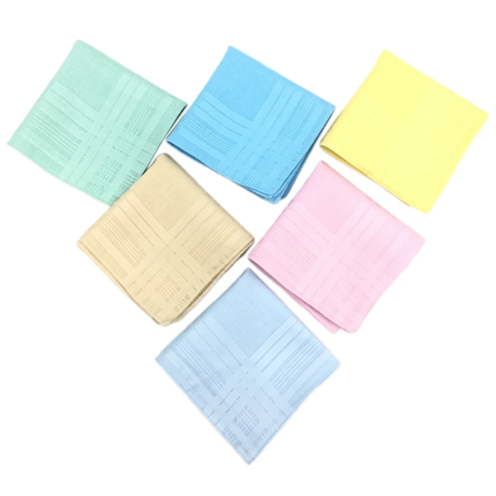 12x Pure Cotton Handkerchiefs Men Women Square Party Hankie Kerchiefs Towel Lot