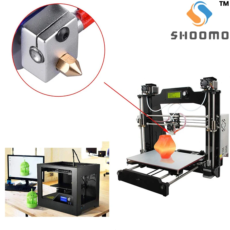 SHOOMO 3D Printer Extruder Brass Nozzles Print Head for Anet A8 Makerbot MK8 Creality CR-10  S4 S5 Ender 3 3Pro 5 Clean Tool Kit