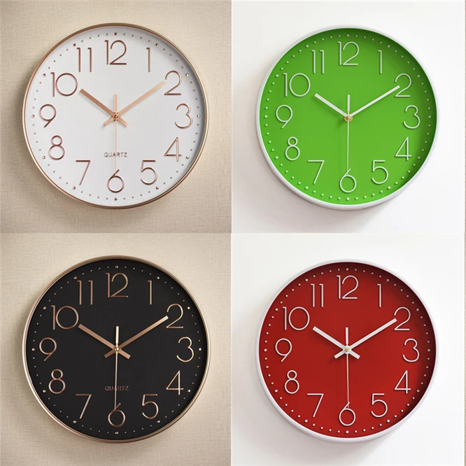 

Silent Vintage Round Wall Clocks Modern Plasitc Clocks Quartz Horloge Wathces Home Bedroom Kitchen Wall Clocks