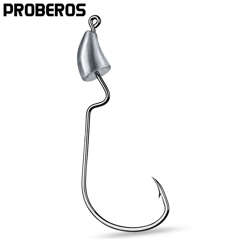 

PROBEROS 5pcs/lot Metal Jig Head Fishhooks 1.75g-2.5g-3.5g Offset Fishing Hooks High Strength Barbed Hooks for Trout Pike Tackle