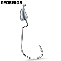 PROBEROS 5pcs/lot Metal Jig Head Fishhooks 1.75g-2.5g-3.5g Offset Fishing Hooks High Strength Barbed Hooks for Trout Pike Tackle