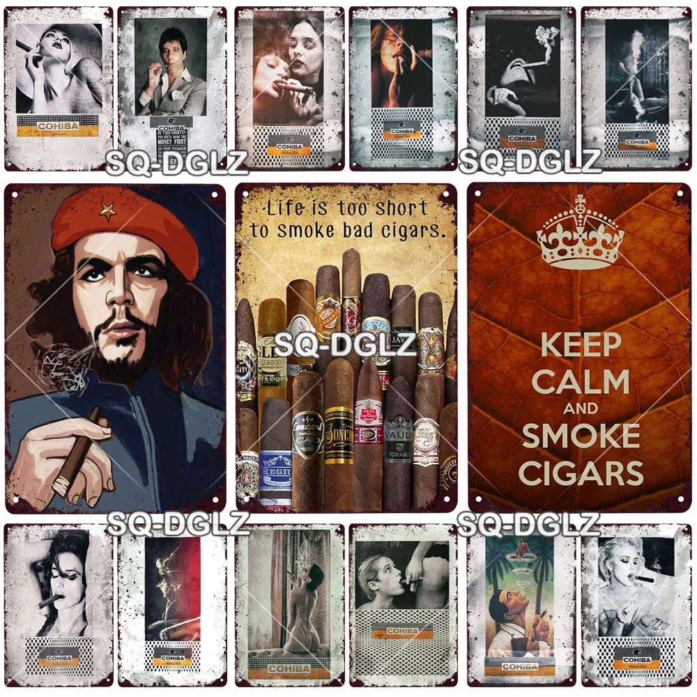 Cigar-letreros de Metal Vintage para decoración de garaje, placa de Metal Retro, placa de hierro decorativa para pared, cartel de cigarrillos