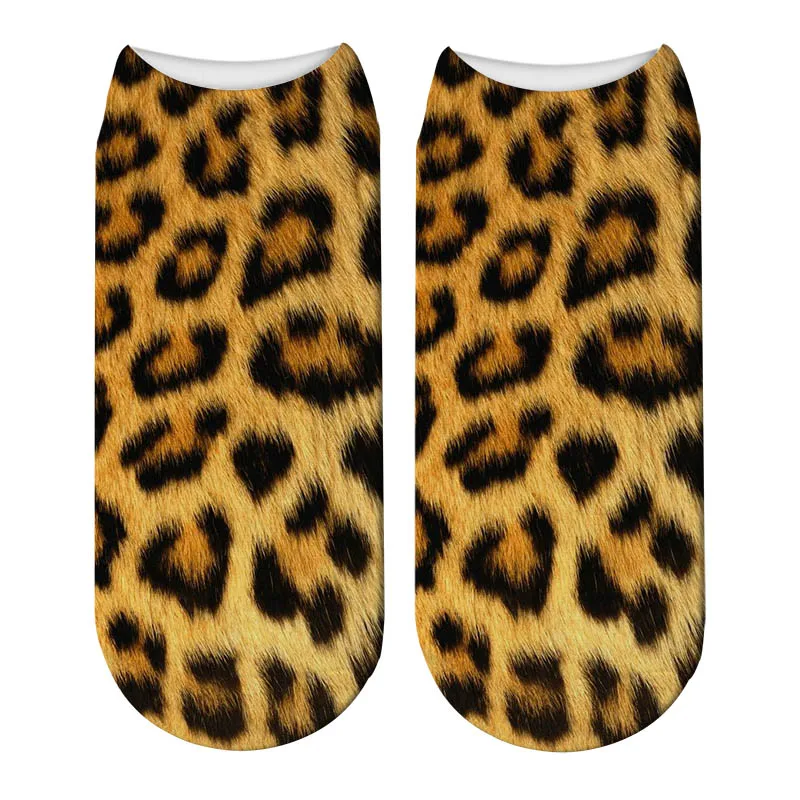 Fashion Leopard Socks Casual Unisex Animal 3D Print Soft Comfortable Short Socks Ankle Cotton calcetines mujer Calcetines