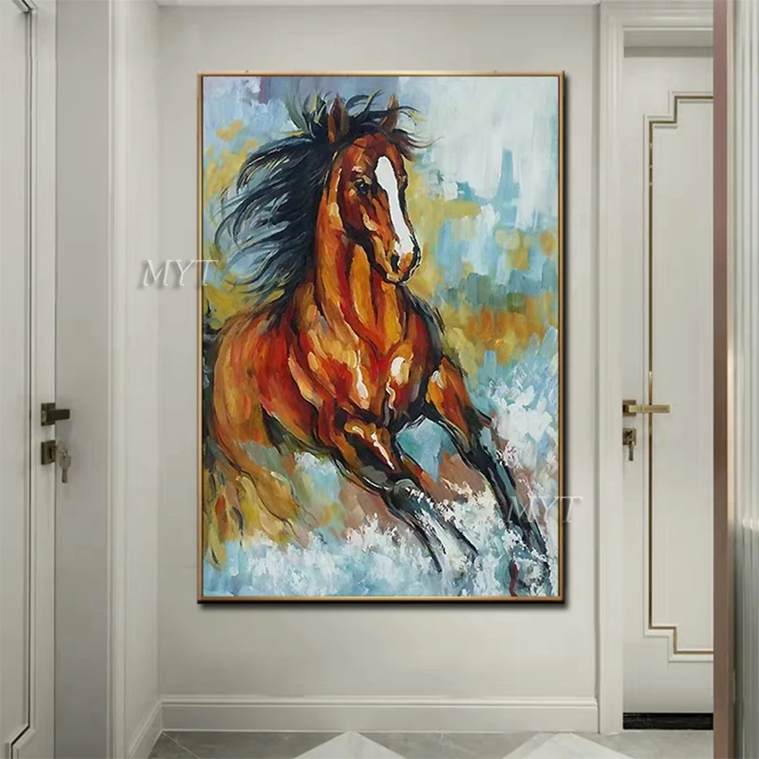 Running Horse Abstract Oil Paintings On Canvas Modern Wedding Decor Wall Pictures Home Decoration Frameless Oil Painting