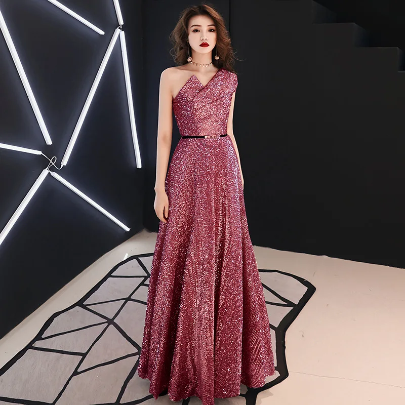 Long Evening Dress Sequin Host Shows Female Fashion Banquet Elegant Black Party Prom Dress Female Gala Vestidos Largos De Fiesta