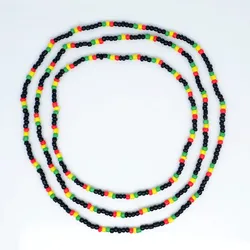 3in1 red yellow green black Glass Seed Beads Necklace Africa Rasta Reggae Punk Hiphop  Elastic Stretch Necklaces Fashion Jewelry