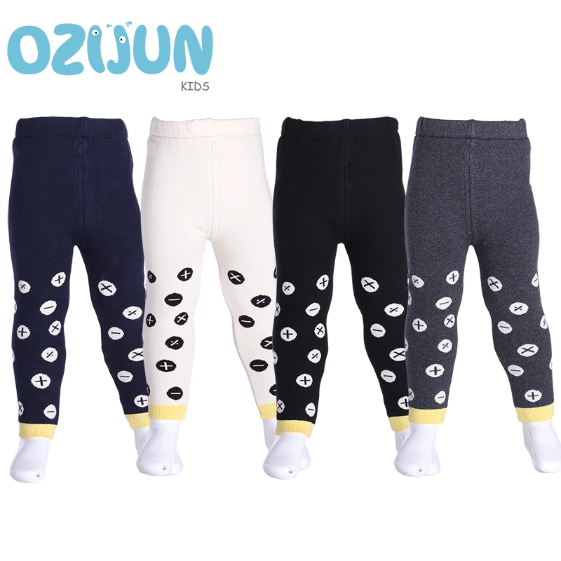 Autumn Winter Baby Thick Knitted Warm Leggings Toddler Kid's Girl Boy 0-6 Years Mathematics Symbol Patterned Pants Baby Bottoms