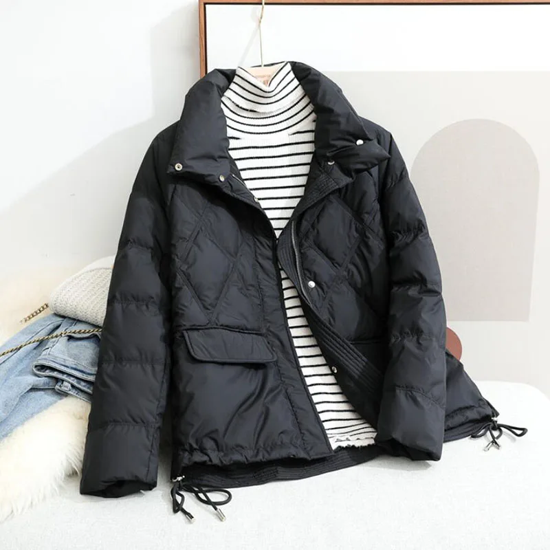 

Женское зимнее пальто с воротником-стойкой, Сверхлегкий пуховик, пальто оверсайз, Свободное пальто, женская верхняя одежда, 2021