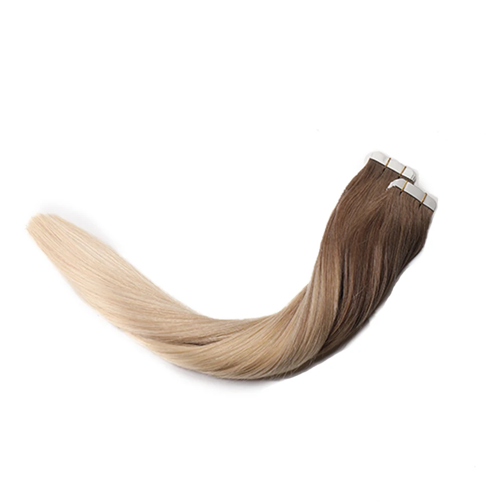 European Ombre Balayage Tape In Human Hair Extensions 100% Real Remy Human Hair Extensions Seamless Tape on Hair