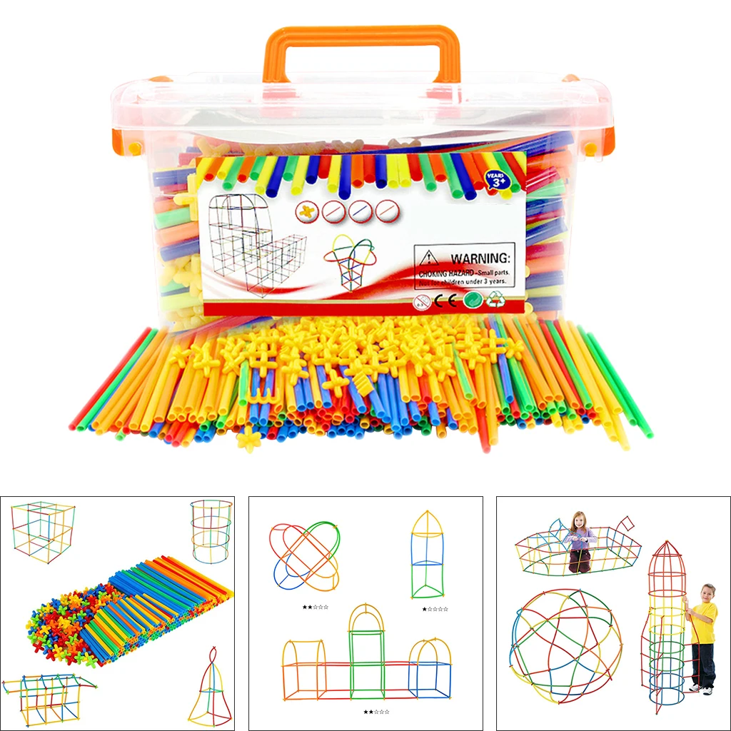 500 Pcs 4D Diy Plastic Stro Bouwstenen Speelgoed Set Creatieve Rietjes Constructor Ingenieur Educatief Motor Vaardigheden Speelgoed Kids Gift