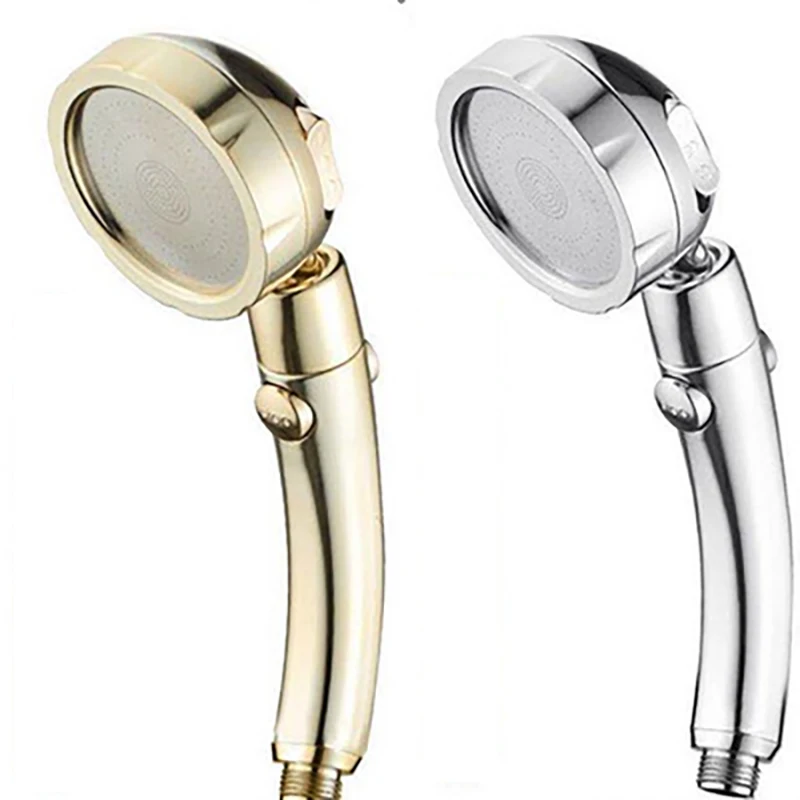 Zhangji 360 Degree Rotating Retro Golden Shower High Pressure 3 Modes with Stop Button Water Saving ABS Plastic Shower Head