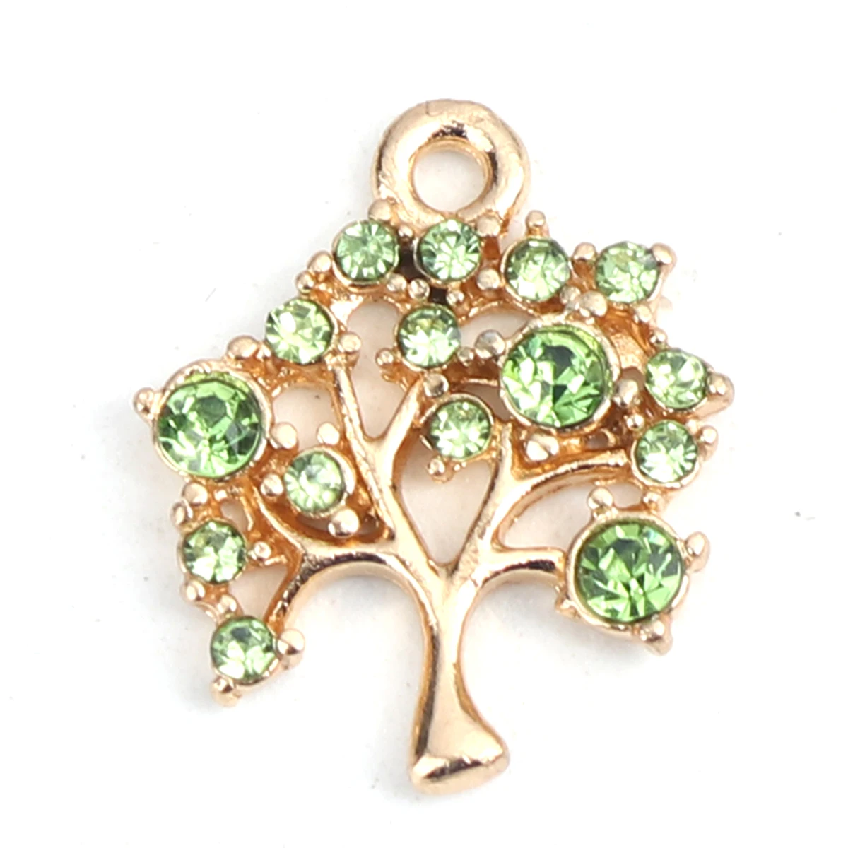 Fruit Tree Charms Zinc Based Alloy Rhinestone Charms Gold Color Blue16* 14mm For DIY Necklace Jewelry Handmade Making, 5 PCs